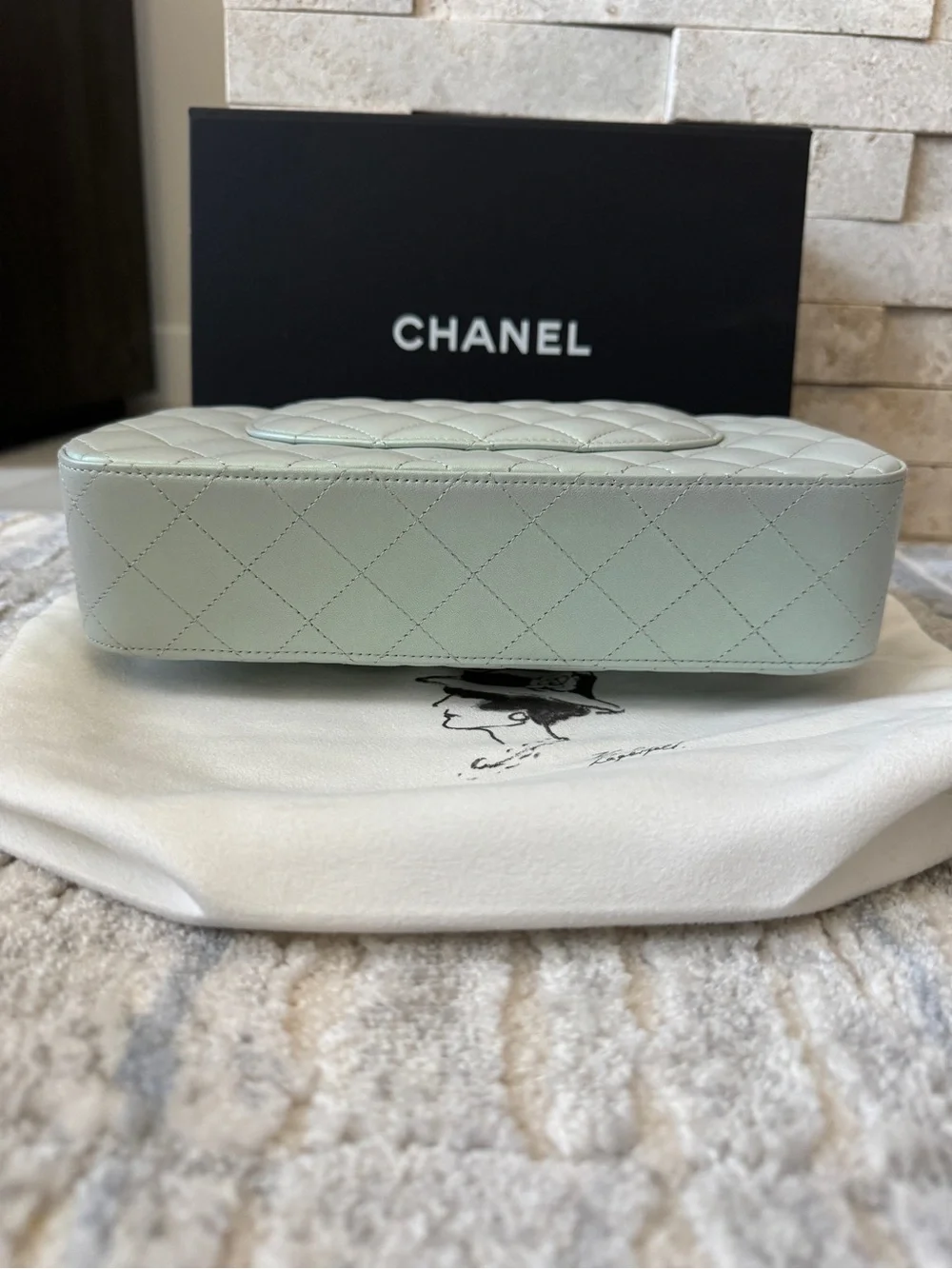 Chanel Iridescent Blue Medium Classic Flap Bag Quilted Lambskin Gold Hardware